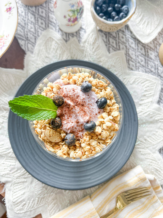spiced blueberry coconut cream parfaits