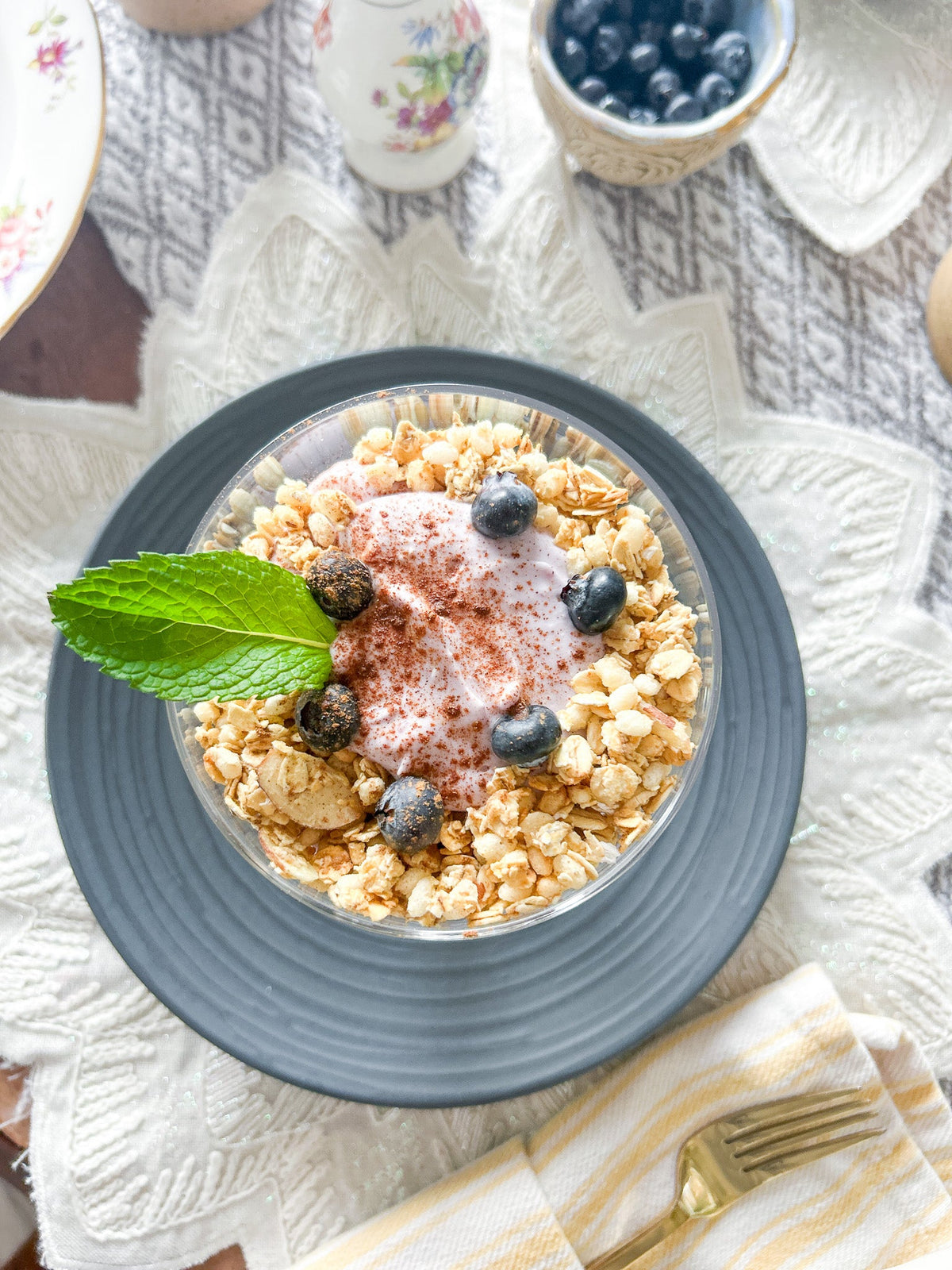 spiced blueberry coconut cream parfaits
