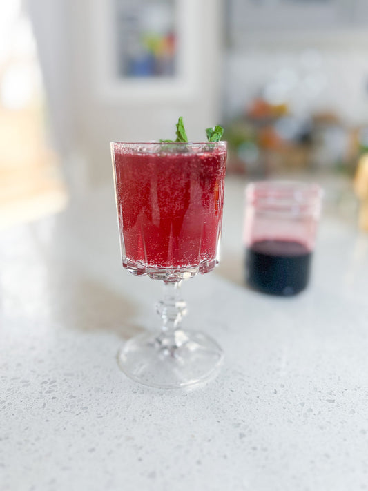 blueberry mint gin rose spritz